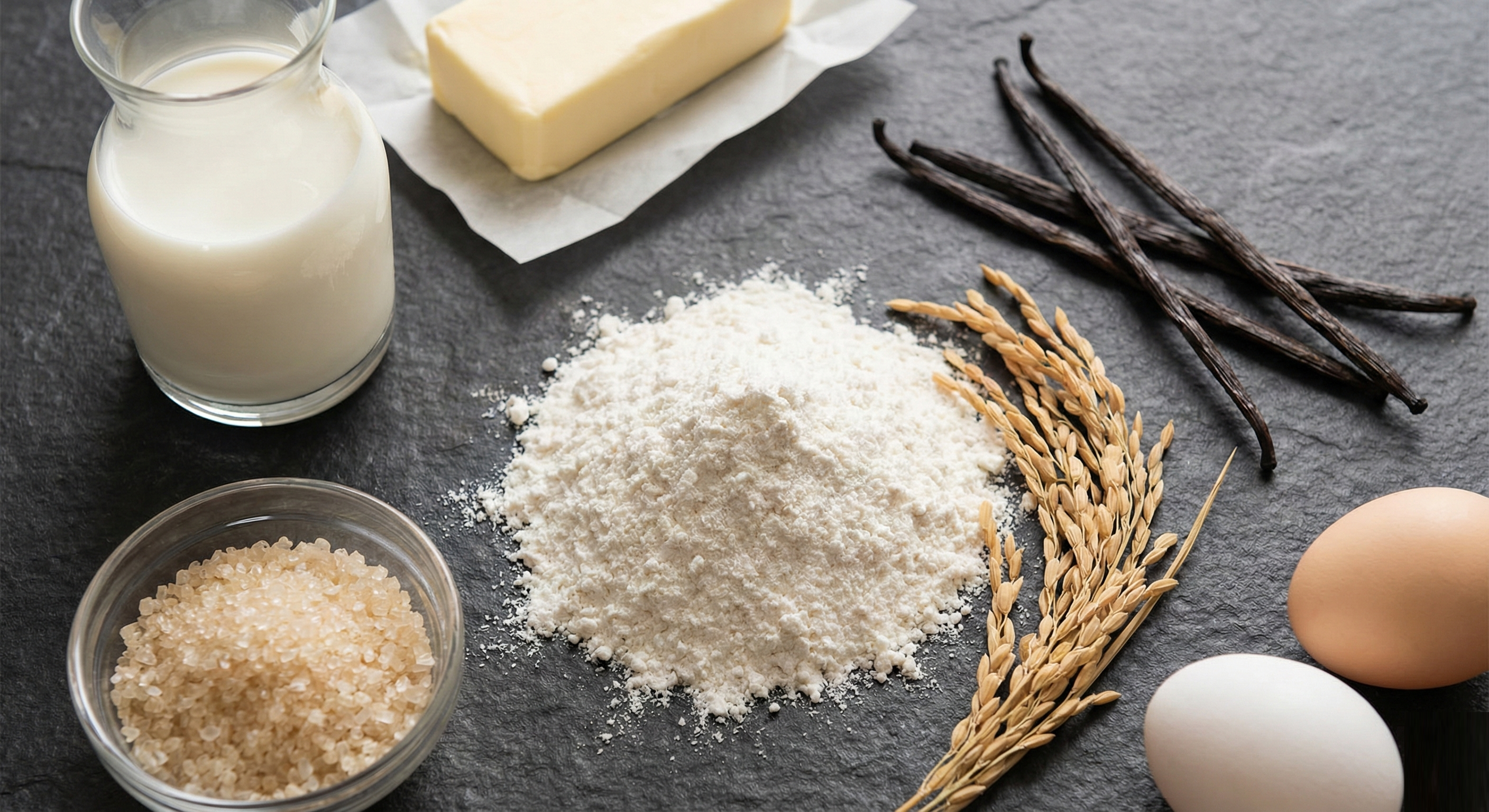 米粉と素材のイメージ：シンプルで上質な雰囲気